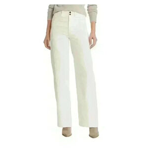 FAHERTY White Relaxed Fit Stretch Corduroy Flare Leg Pants Women Size 27 New